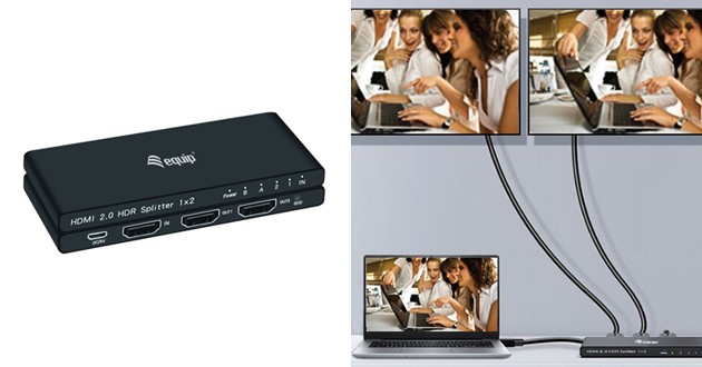 equip Ultra-Slim 2-Port HDMI 2.0 Splitter