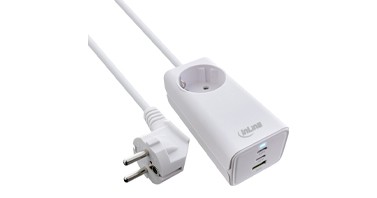 InLine® USB Netzteil, GaN-Ladegerät, 2x USB-C, 1x USB-A, mit Schutzkontaktbuchse