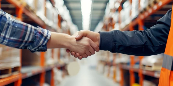 A handshake at a wearhouse