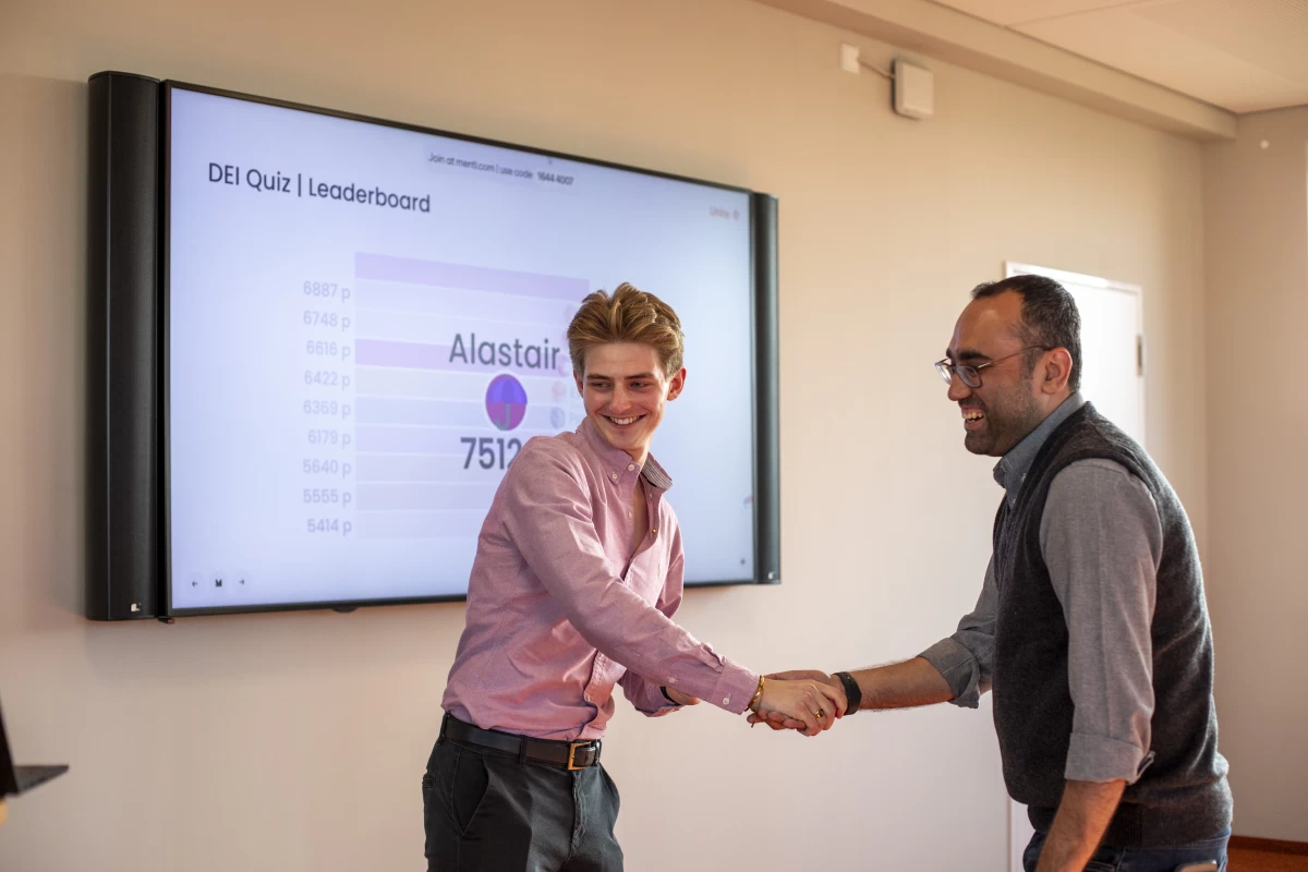 The two winners of the DEI Day quiz