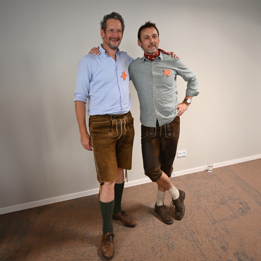 Two Unitees from Germany and  Austria wearing Lederhosen