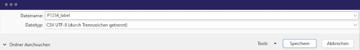 Screenshot on choosing the correct file type