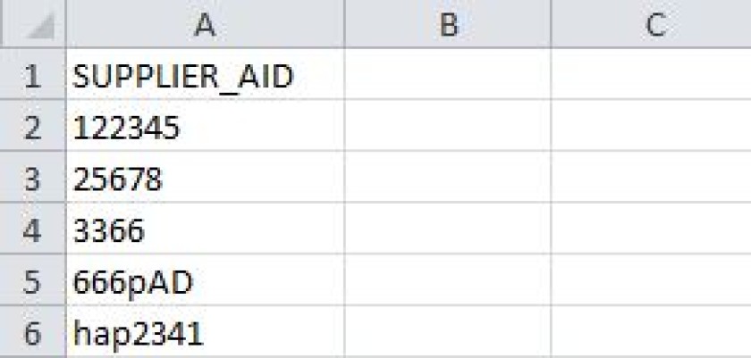 Esempio file whitelist in formato CSV