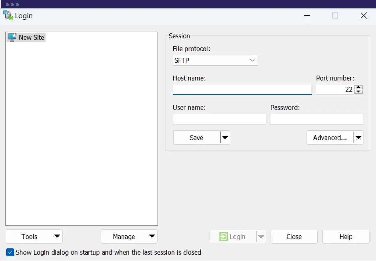 Screenshot of the WinSCP application