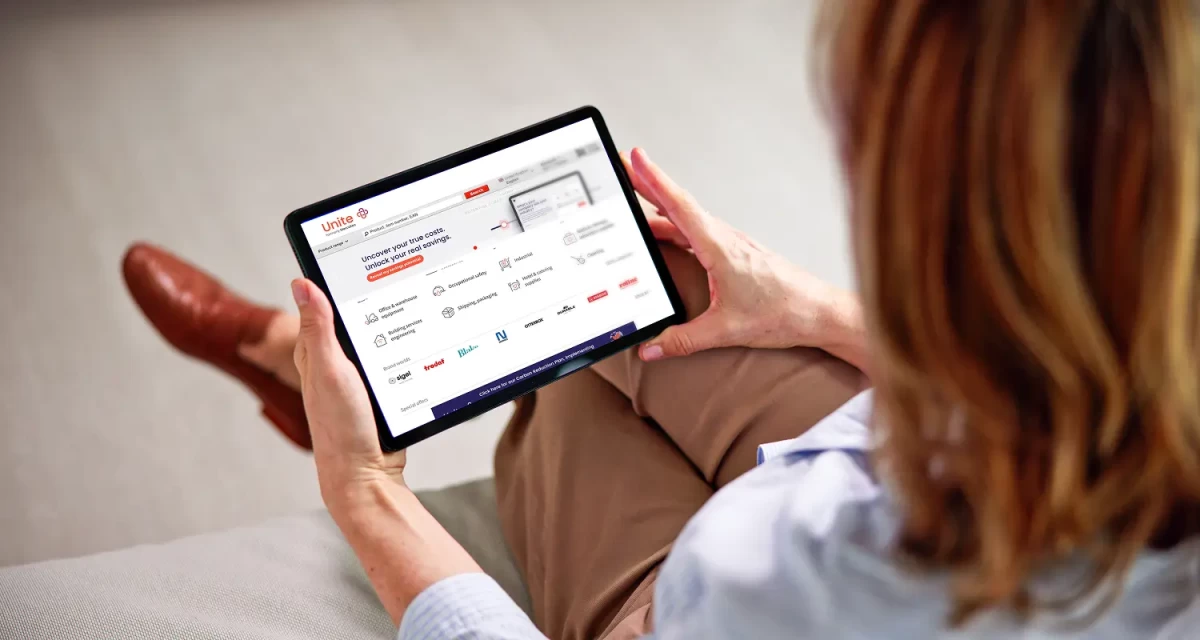 Woman is navigating on Unite platform